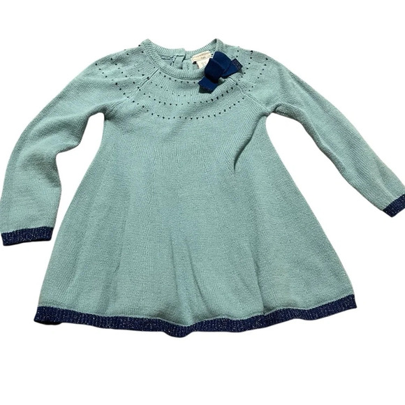 Catherine Malandrino Mini Girls Long Sleeve Knit Sweater Dress with bow Size 3T - Picture 1 of 8